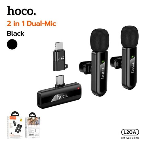 Hoco L20A Dual Wireless Lavalier Microphone – Type-C & Lightning